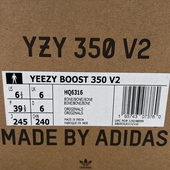 👟 Adidas Yeezy Boost 350 V2 Low Bone HQ6316 Mens Size 6.5 Women’s Size 8 Sneaker - Picture 3 of 13